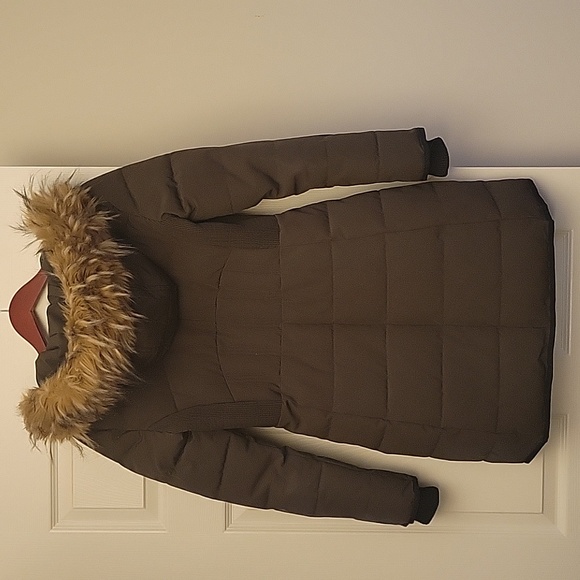 Guess Olive Green Puffer Jacket Fur Hood - Picture 2 of 2